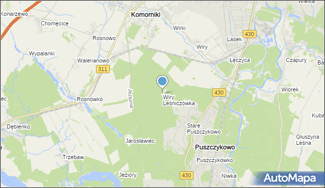 mapa Wiry Leśniczówka, Wiry Leśniczówka na mapie Targeo